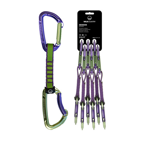 Wild Country Session Quickdraw (Length: 12cm, Colour: Purple/Green) Set of 6
