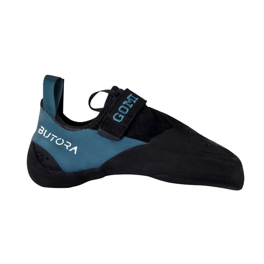 Performance climbing shoe with mild down turn
