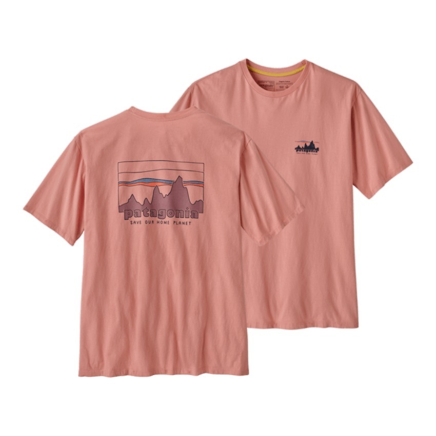 Patagonia Men's '73 Skyline Organic T-Shirt (Colour: Sunfade Pink, Size: Extra Small)