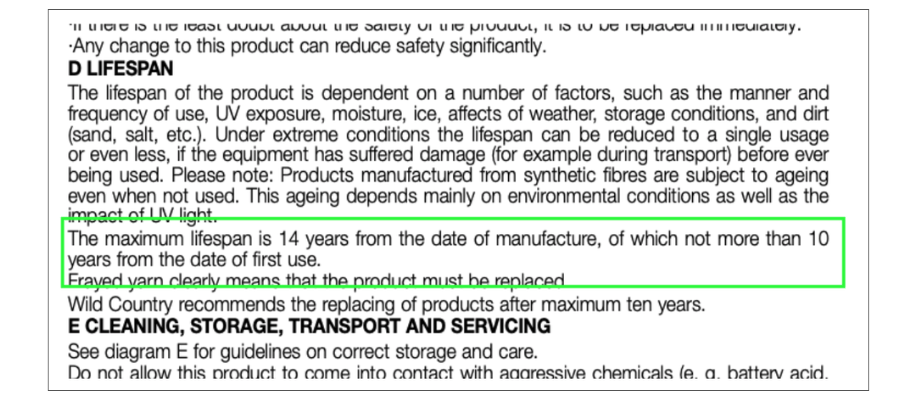 Maximum lifespan is 10 years after the date of manufacture.This example indicates maximum lifespan is 10 years after the date of manufacture.