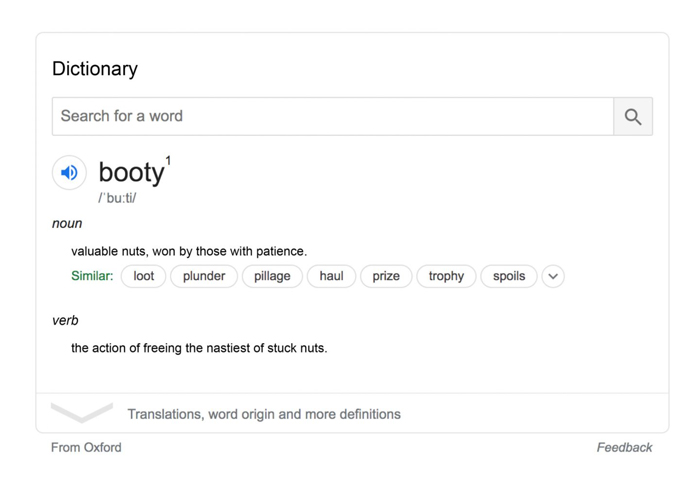 Booty dictionary