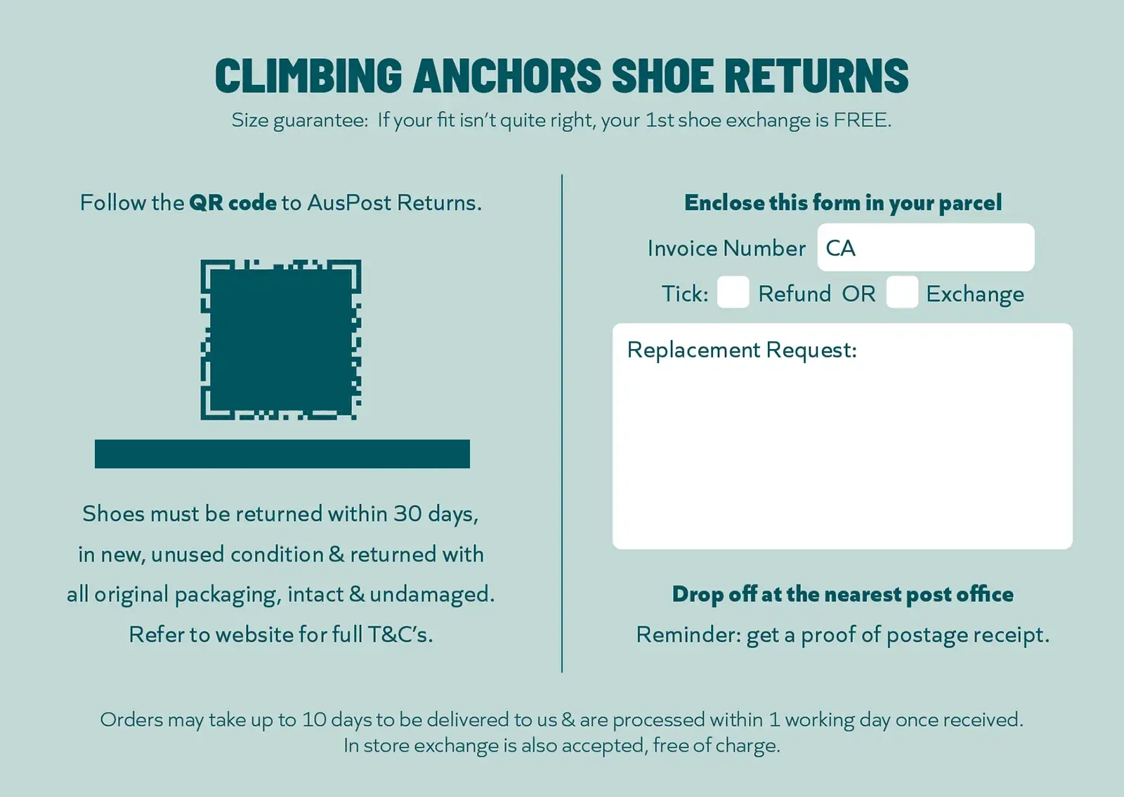 shoe returns slip