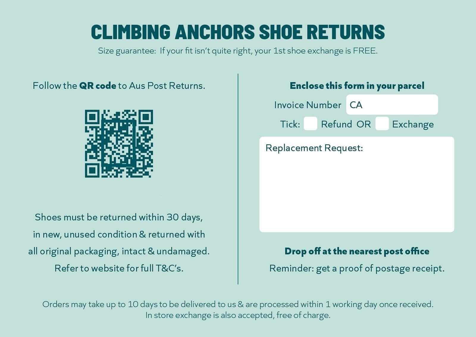 shoe returns slip