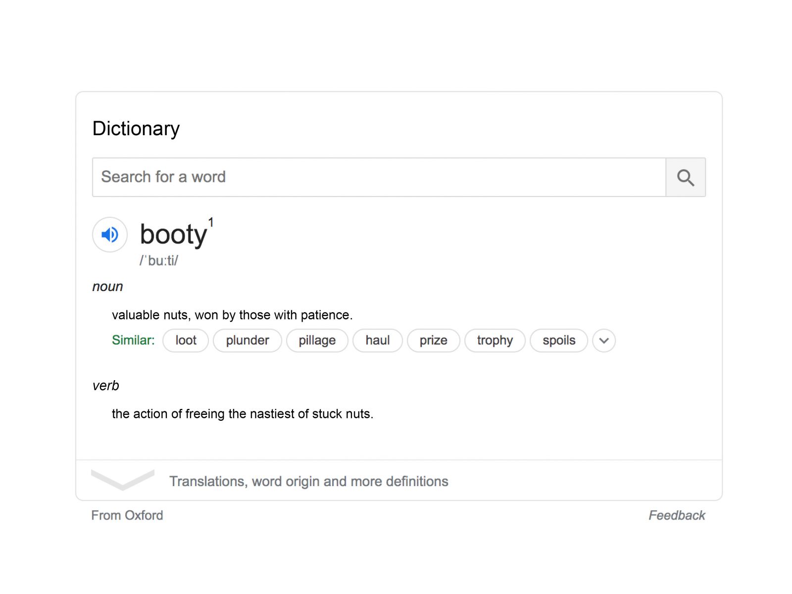 Booty dictionary