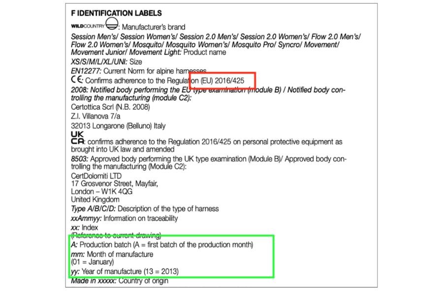 Wild Country batch identification code