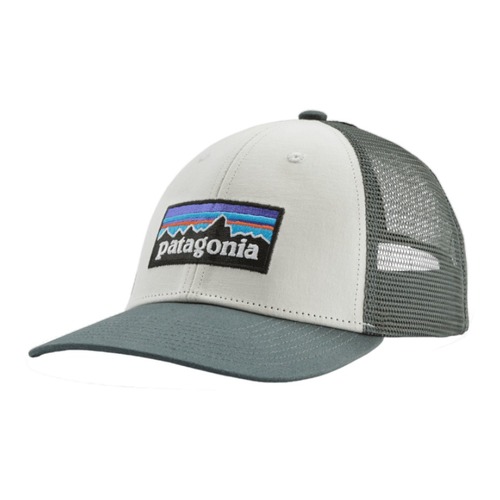 Patagonia P-6 Logo LoPro Trucker Hat - White w/Nouveau Green